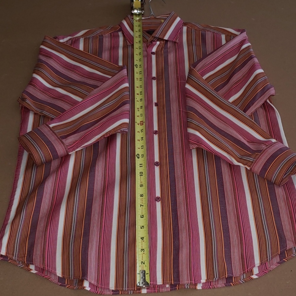 BUGATCHI UOMO Colorful Stripe Dress Shirt Flawless